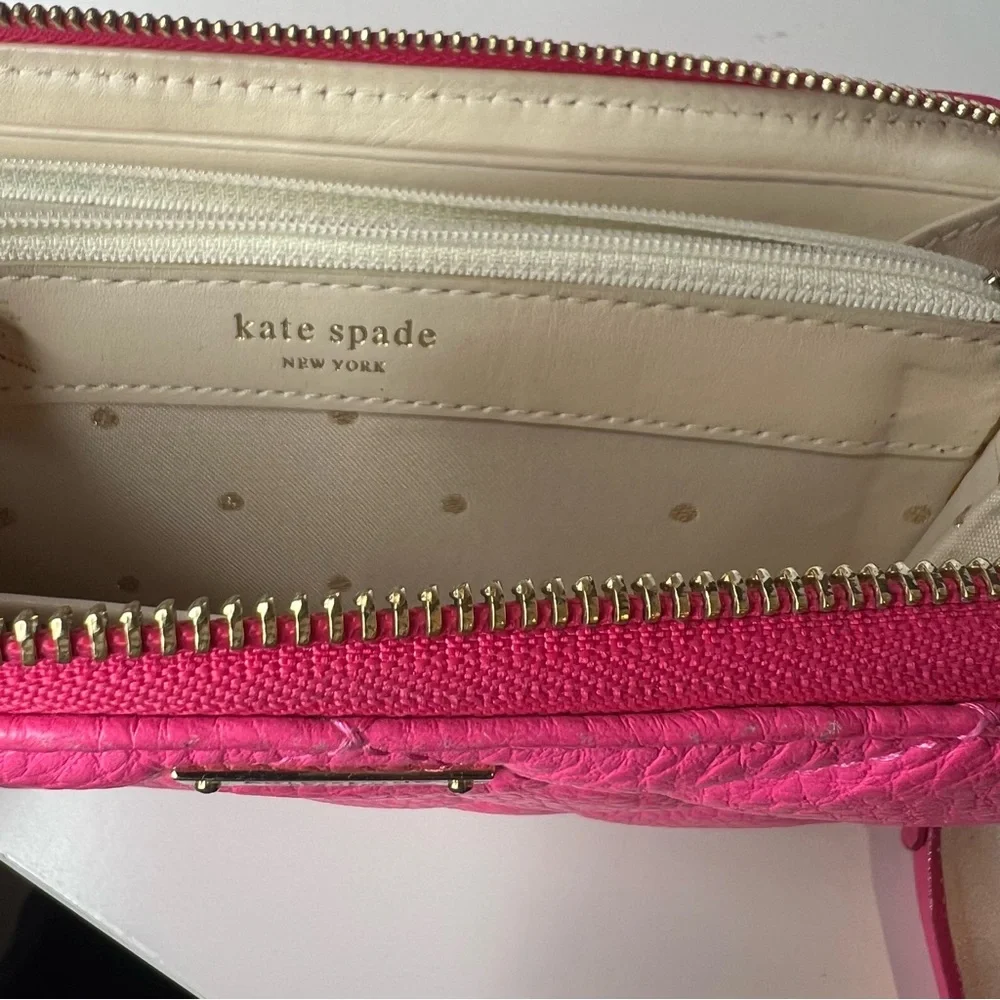 Kate spade quilted leather in hot pink large wallet